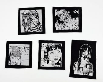 Human is Pain - Horror manga cotton patches sew on  (set of 5)