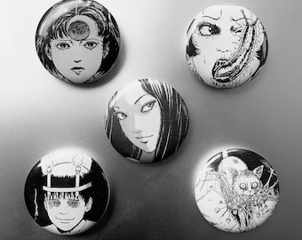 Horror manga pin button set
