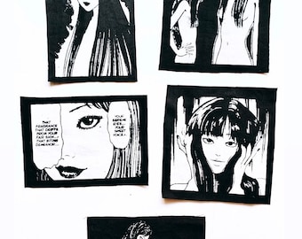Horror Manga Girl Patches (Set of 5)