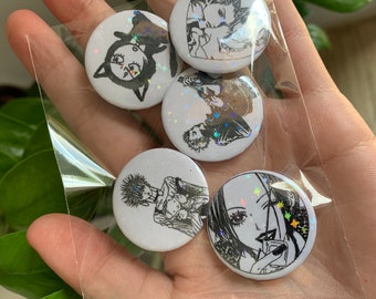 Conjunto de insignias/pins de anime, manga, estilo femenino y adorable.