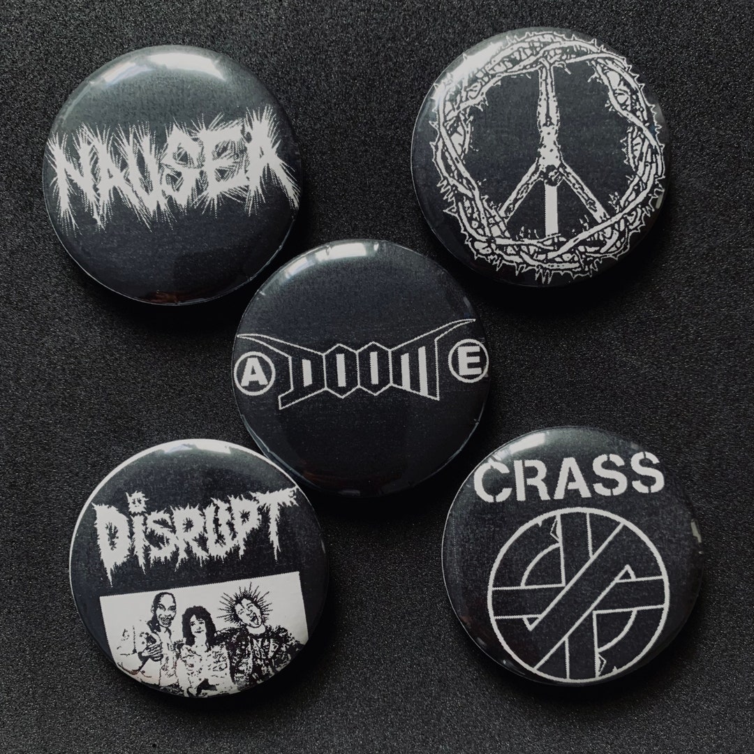 Crust Punk Bands Pin Buttons - Etsy