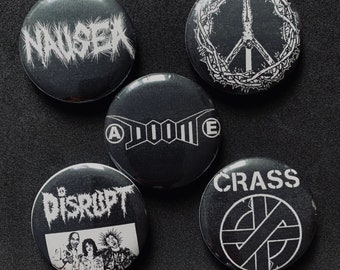 Crust Punk Bands Pin buttons