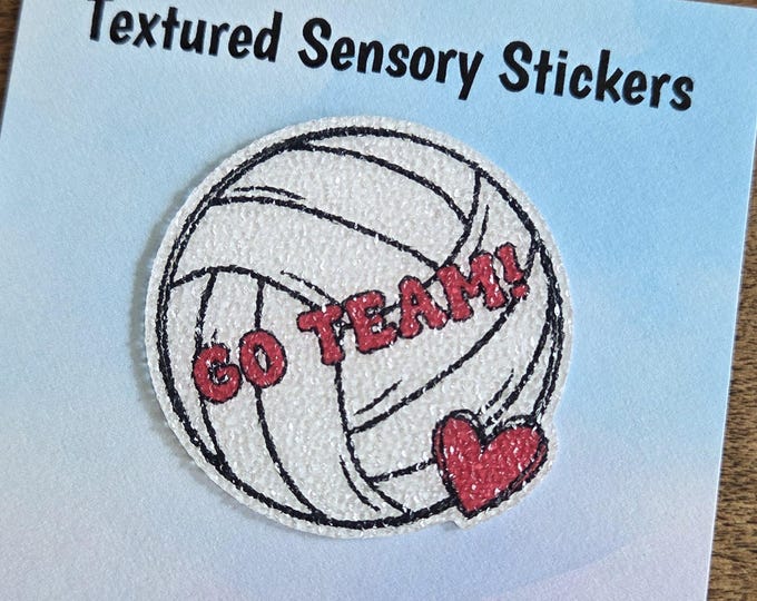 Volleyball Textured Sensory Sticker, tactile fidget, fidget for calming, texture strips for neurodiversity, ADHD, autism, GO TEAM!, heart
