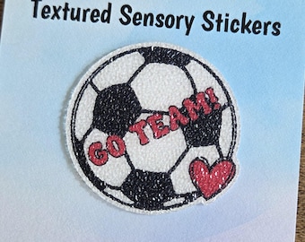 Soccer ball Textured Sensory Sticker, tactile fidget, fidget for calming, texture strips for neurodiversity, ADHD, autism, GO TEAM!, heart