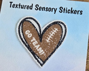 Heart football Textured Sensory Sticker, tactile fidget, fidget for calming, texture strips for neurodiversity, ADHD, autism, GO TEAM!