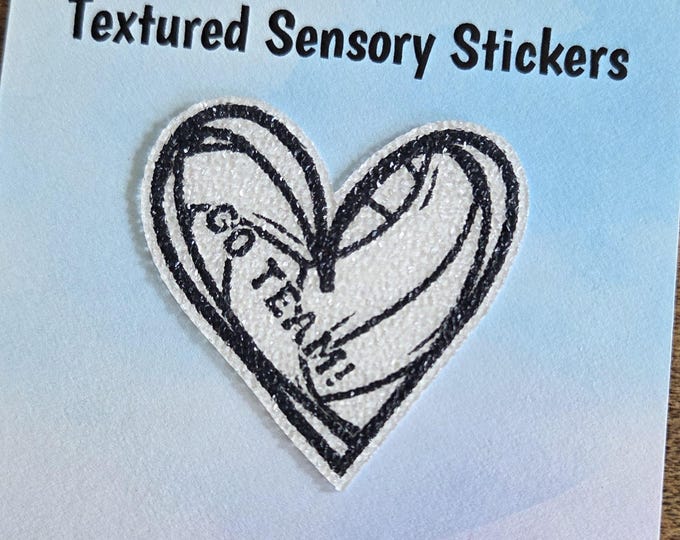 Heart volleyball Textured Sensory Sticker, tactile fidget, fidget for calming, texture strips for neurodiversity, ADHD, autism, GO TEAM!