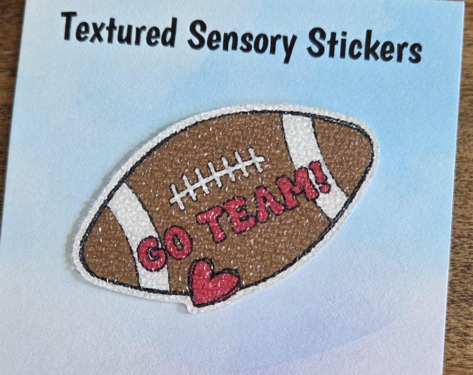 Football Textured Sensory Sticker, tactile fidget, fidget for calming, texture strips for neurodiversity, ADHD, autism, GO TEAM!, heart