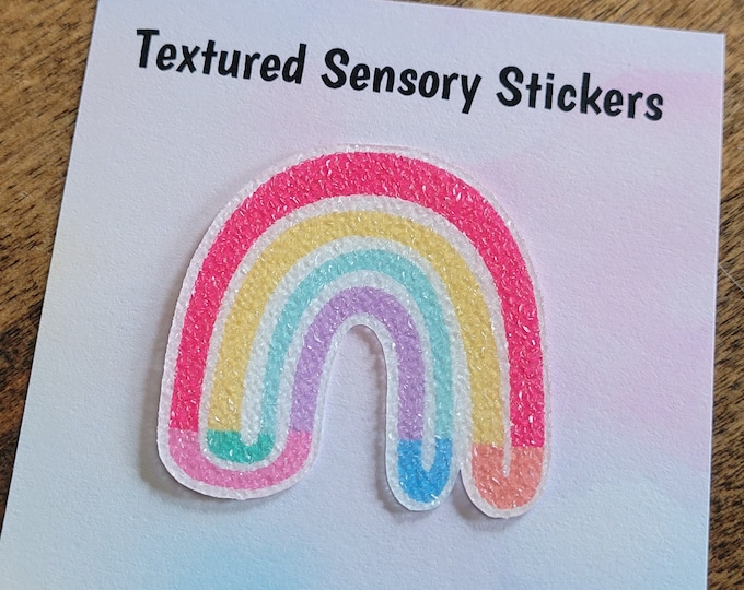 Pastel Rainbow Textured Sensory Sticker, tactile fidget, fidget for calming, texture strips for anxiety, mindfulness tool for kids