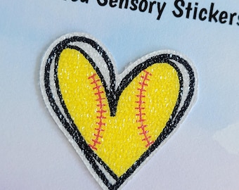 Heart softball Textured Sensory Sticker, tactile fidget, fidget for calming, texture strips for neurodiversity, ADHD, autism, gift for girl