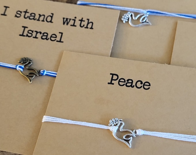 Peace Dove String bracelet - adjustable charm bracelet or anklet, dove charm friendship bracelets, wish bracelets, silver or bronze