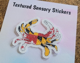 MD Flag Crab Textured Sensory Sticker, tactile fidget, fidget for calming, texture strips for anxiety, Maryland flag, Maryland crab sticker