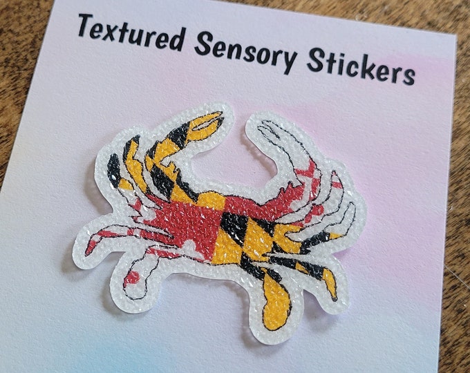 MD Flag Crab Textured Sensory Sticker, tactile fidget, fidget for calming, texture strips for anxiety, Maryland flag, Maryland crab sticker