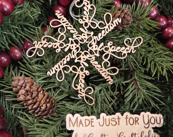 Freedom of Speech Christmas ornament - Freedom of Speech Flake, Prodemocracy Christmas gift, Political ornament, Anti-Trump, First Amendment