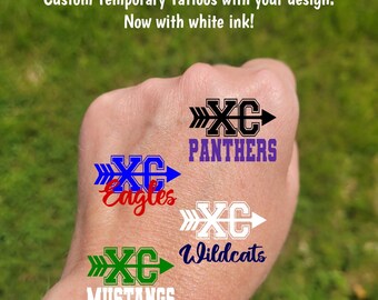 Custom Temporary Tattoos for Cross County - Team Spirit, School Spirit, Party Favors, High school track and field, XC meet tattoos, XC arrow