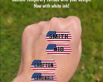 US Flag Custom Contoured Eye Black Temporary Tattoos - Team Spirit, Party Favors, High school football fans, lacrosse, field hockey, soccer