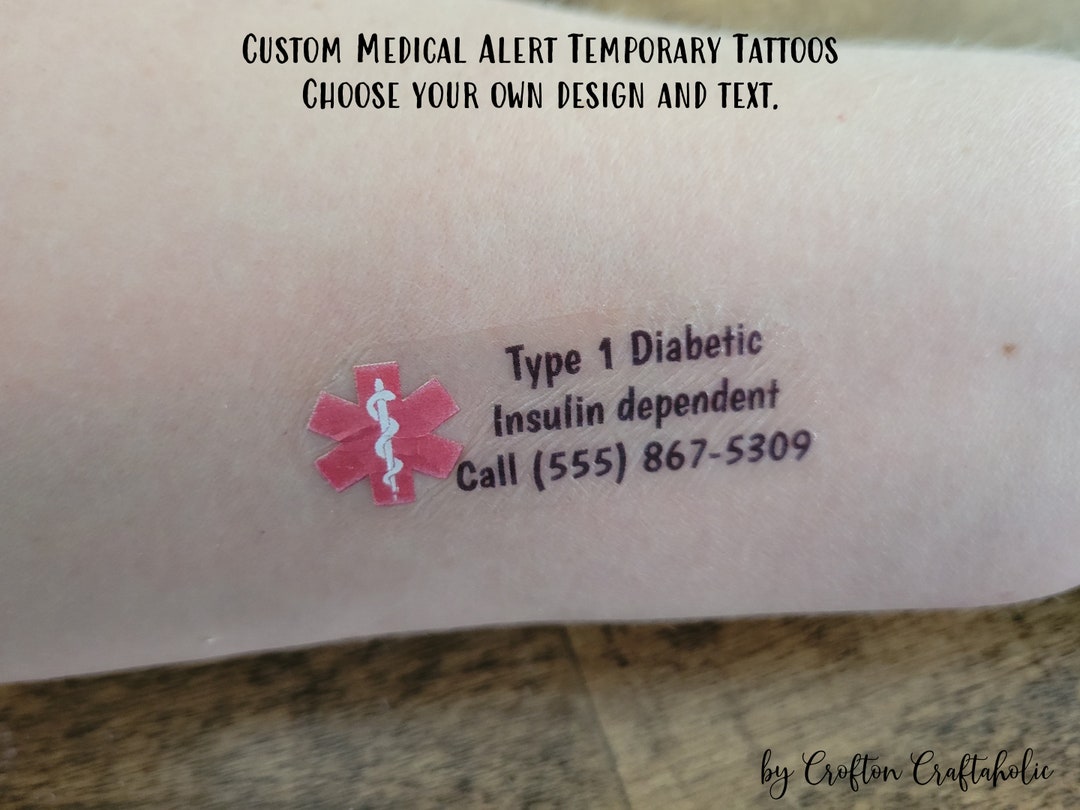 Custom Temporary Medical Alert / Contact Info Tattoos Name / Etsy