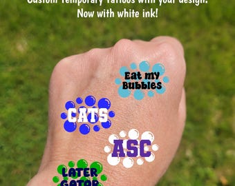 Custom Temporary Tattoos for Swim Teams - Team Spirit, School Spirit, High school swim team, swim club essentials, senior night, mascot
