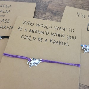 Kraken / Octopus String bracelet and gift card - adjustable bracelet or anklet, ocean friendship bracelet, kraken charm bracelet, whimsigoth