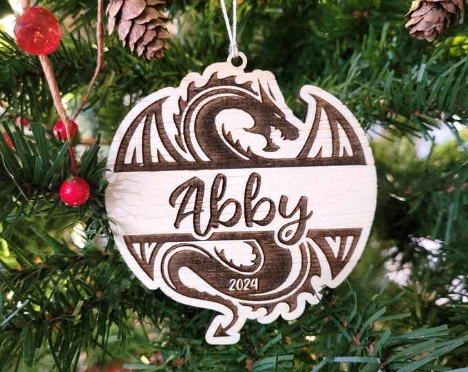 Personalized Dragon Christmas ornament - custom ornament for dragon lovers, gift for D&D player, Dungeons and Dragons ornament, gift for Dad