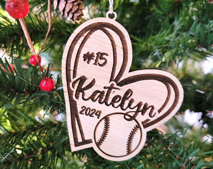 Personalized Baseball / Softball Christmas ornament - custom ornament for club softball player, high school baseball coach gift from team