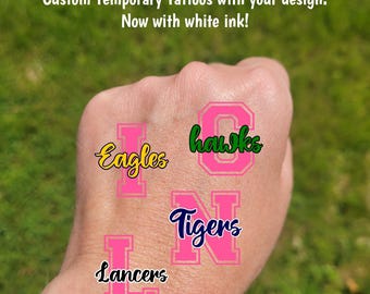 Custom Breast Cancer Awareness Temporary Tattoos for pink out football games - Team Spirit, School colors, High school cheer team, mascot