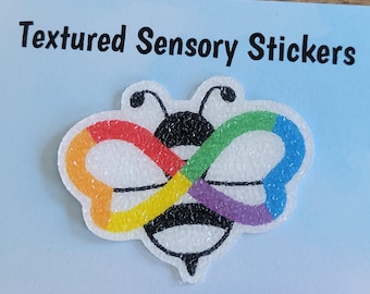 Bee Rainbow Textured Sensory Sticker, tactile fidget, fidget for calming, texture strips for anxiety, stimming fidget, bee sticker for kids