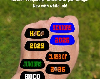 Custom Contoured Eye Black Temporary Tattoos for Homecoming- Team Spirit, High school football, cheerleader tattoos, class of 2026 seniors