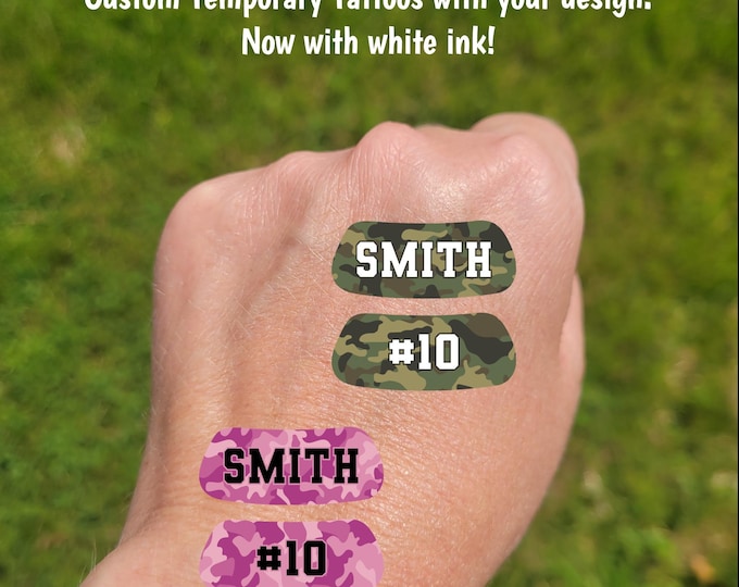 Custom Camo Contoured Eye Black Temporary Tattoos - Team Spirit, Birthday Party Favors, High school football lacrosse field hockey soccer