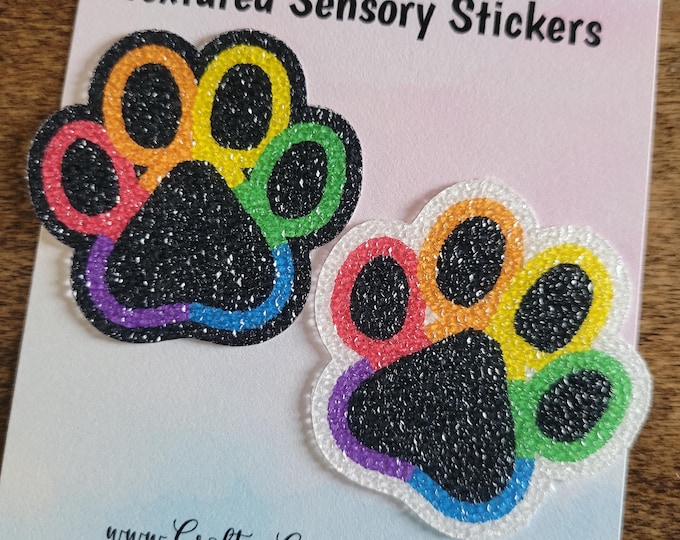 Paw Rainbow Textured Sensory Sticker, tactile fidget, fidget for calming, textured strips for neurodiversity, fidget sticker, cat dog, adhd