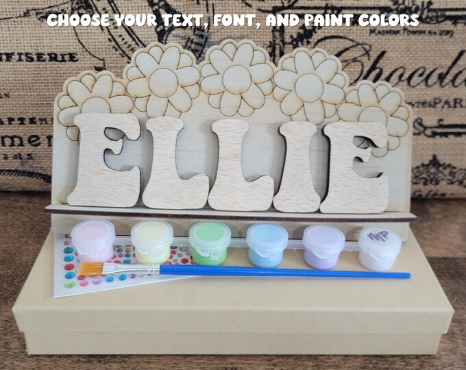Paint Your Own Name Kit - Personalized gift for kids, custom birthday gift, sleepover party favor, art Easter basket stuffer, craft project