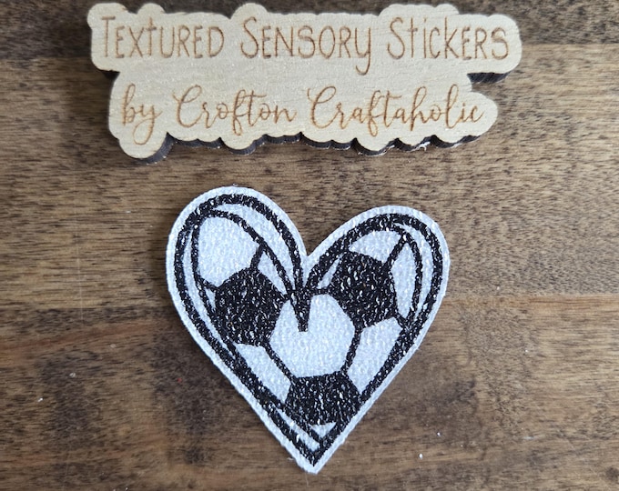 Heart soccer ball Textured Sensory Sticker, tactile fidget, fidget for calming, texture strips for neurodiversity, ADHD, autism, soccer gift