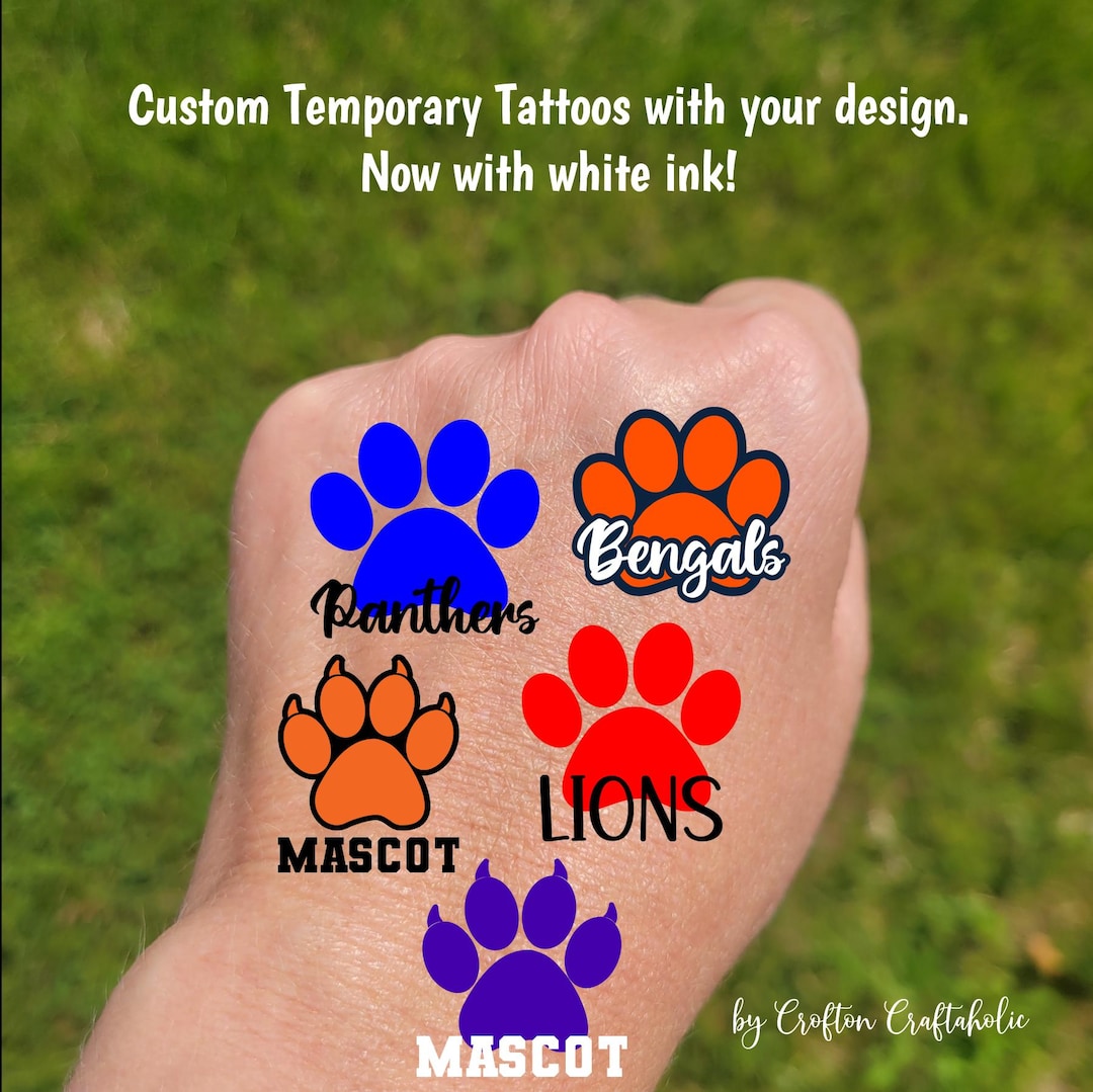 Custom Paw Print Temporary Tattoos - Cheerleader Tattoos for Football ...