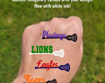 Custom Temporary Tattoos for Lacrosse Teams - Team Spirit, School Colors, Birthday Party Favor, High school lacrosse, travel team tournament