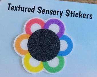 Flower Rainbow Textured Sensory Sticker, tactile fidget, fidget for calming, texture strips for anxiety, stimming toy for students, ADHD