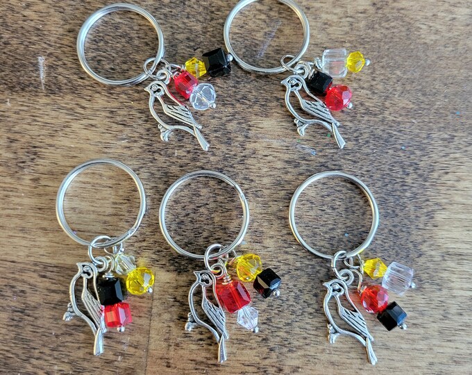Crofton Cardinals keychain - cardinal charm keyring, Crofton High School Cardinals, senior gift, new driver gift, gift for student or fan