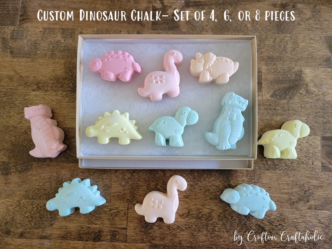 Rainbow Dinosaur Sidewalk Chalk Set Set of 4, 6, 8, or 10 Assorted