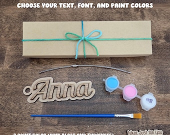 Paint Your Own Bag Tag Kit - Personalized gift for kids, custom birthday gift, sleepover party favor, art stocking stuffer, craft project