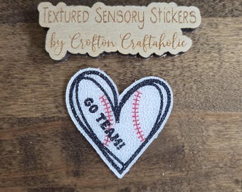 Heart baseball Textured Sensory Sticker, tactile fidget, fidget for calming, texture strips for neurodiversity, ADHD, GO TEAM!, gift for boy