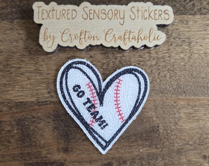 Heart baseball Textured Sensory Sticker, tactile fidget, fidget for calming, texture strips for neurodiversity, ADHD, GO TEAM!, gift for boy