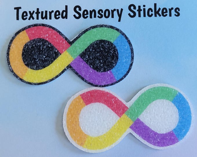 Rainbow Infinity Symbol Textured Sensory Sticker, tactile fidget, fidget for calming, texture strips for neurodiversity, ADHD, autism
