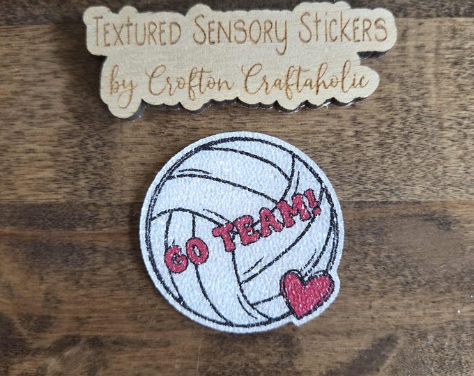 Volleyball Textured Sensory Sticker, tactile fidget, fidget for calming, texture strips for neurodiversity, ADHD, autism, GO TEAM!, heart