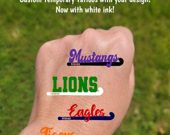 Custom Temporary Tattoos for Field Hockey Teams - Team Spirit, School Spirit, Birthday Party Favors, High school field hockey fan essentials