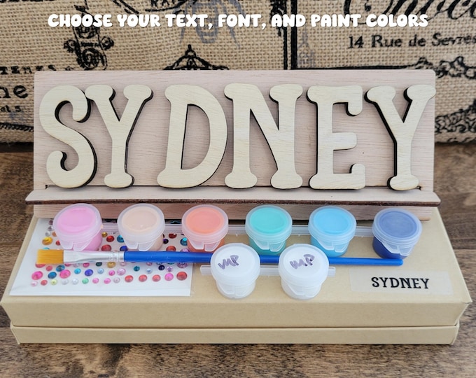Paint Your Own Name Kit - Personalized gift for kids, custom birthday gift, sleepover party favor, art Easter basket stuffer, craft project