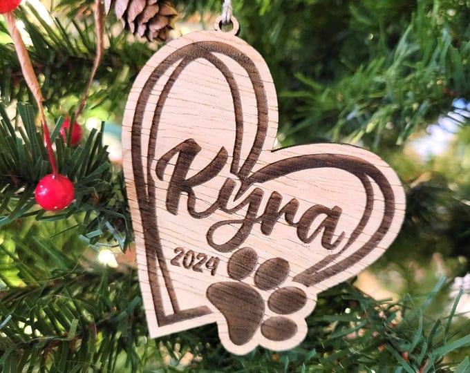 Personalized Paw Print Christmas ornament - custom ornament with paw print for pet lovers, dog walker, cat sitter, vet tech, school mascot