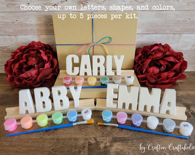 Paint Your Own Name Kit - Personalized gift for kids, custom birthday gift, party favor, art Christmas gift, stocking stuffer, craft project
