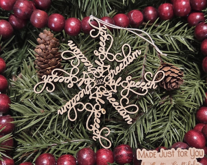 Freedom of Speech Christmas ornament - Freedom of Speech Flake, Prodemocracy Christmas gift, Political ornament, Anti-Trump, First Amendment