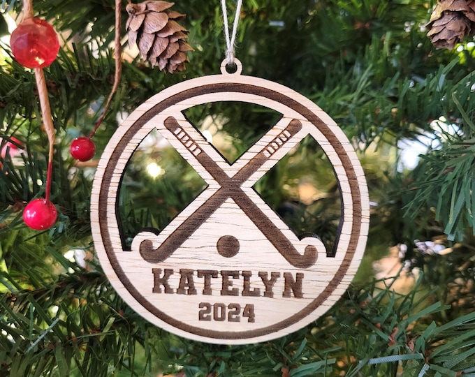 Personalized Field Hockey Christmas ornament - custom ornament for club field hockey player, high school field hockey coach gift from team