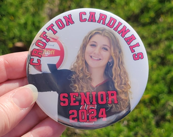 Custom Crofton Cardinals Senior Pins - Crofton High School Seniors, Class of 2024, Senior Night, Gift for Sport Parents, badge, button