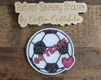 Soccer ball Textured Sensory Sticker, tactile fidget, fidget for calming, texture strips for neurodiversity, ADHD, autism, GO TEAM!, heart