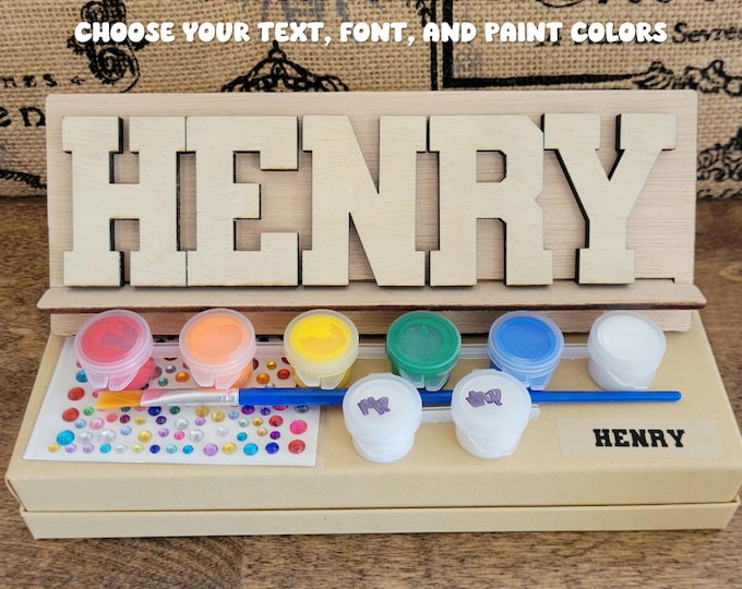 Paint Your Own Name Kit - Personalized gift for kids, custom birthday gift, sleepover party favor, art Easter basket stuffer, craft project